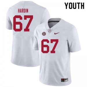 NCAA Youth Alabama Crimson Tide #67 Donovan Hardin Stitched College 2021 Nike Authentic White Football Jersey YY17L67QL